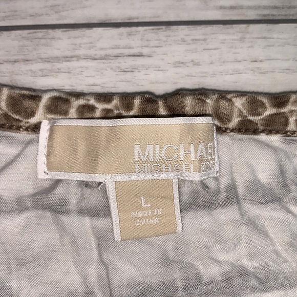 Michael Michael Kors Tan Animal Print Top Large - Picture 2 of 3